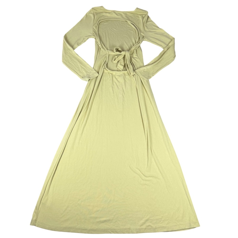 Free People FP Beach Open Back Maxi Dress Long Sleeve Yellow Large Made in USA